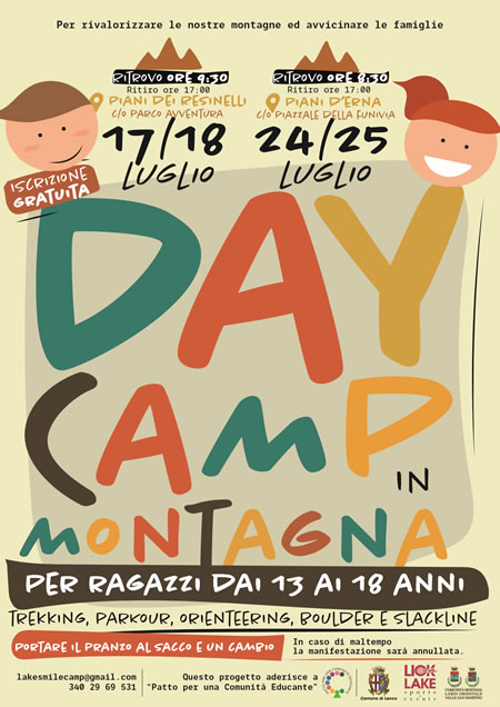 Lecco, 'Day Camp in montagna' due weekend per gli adolescenti